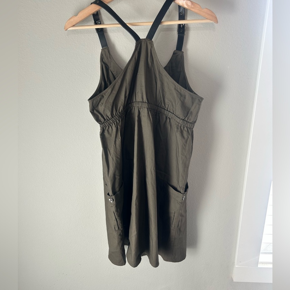 Poetry Olive Dress with Black Straps